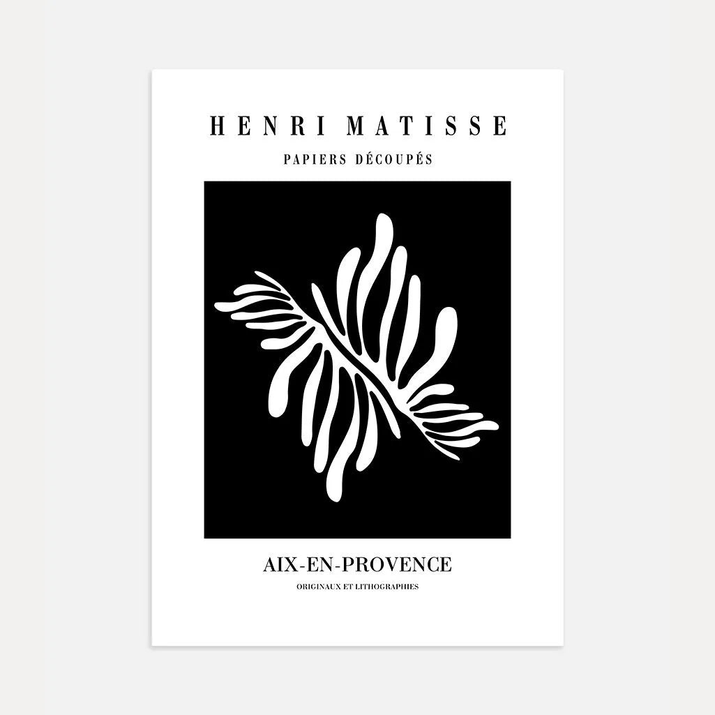 Matisse Witte Bladvorm Op Zwart Poster