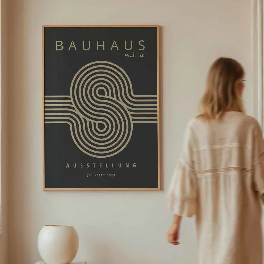 Bauhaus Beige Lijnen Poster