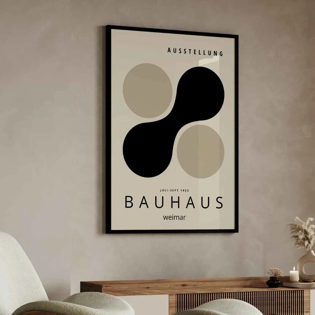 Bauhaus Zwart Beige Vormen Poster