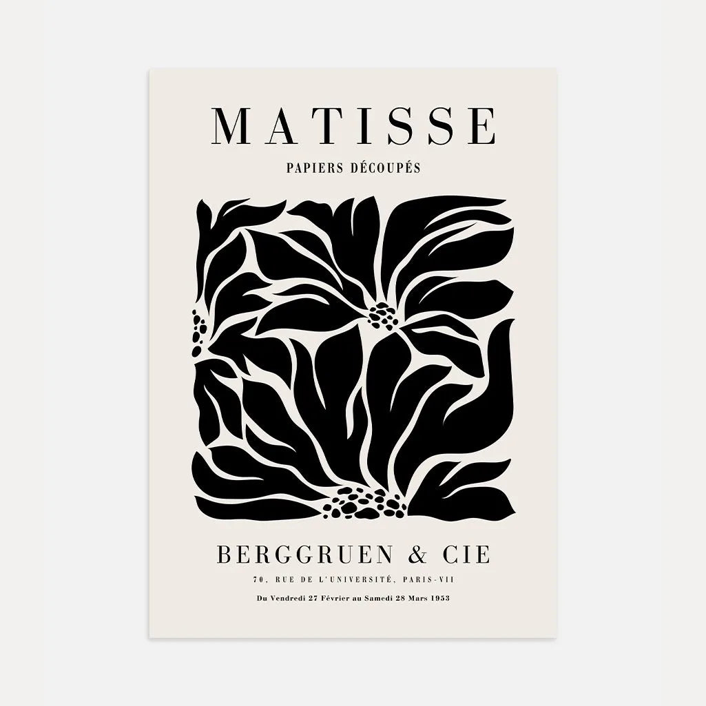 Henri Matisse – Zwarte Bloemen Poster Beige