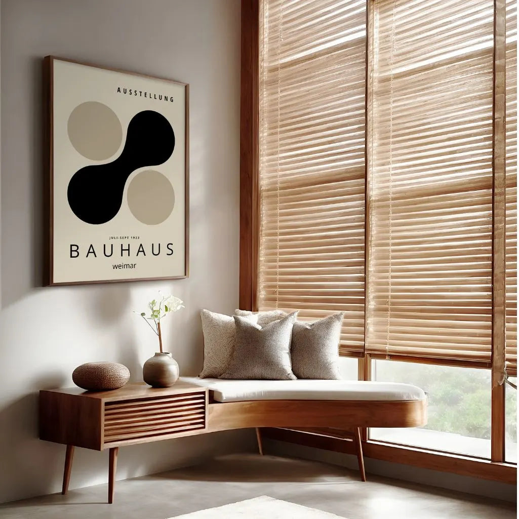 Bauhaus Zwart Beige Vormen Poster