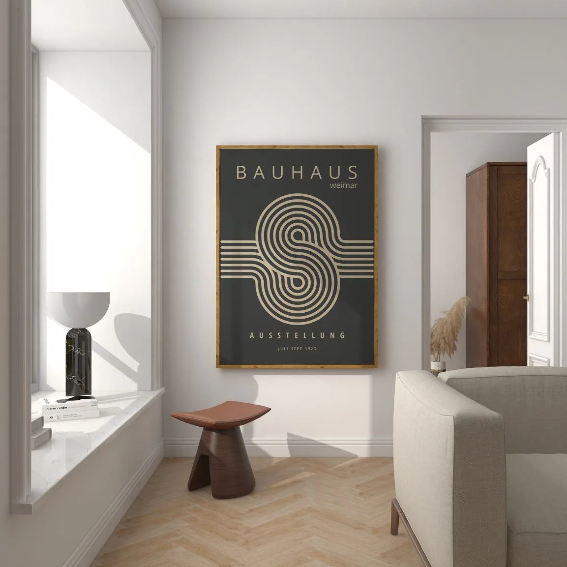 Bauhaus Beige Lijnen Poster