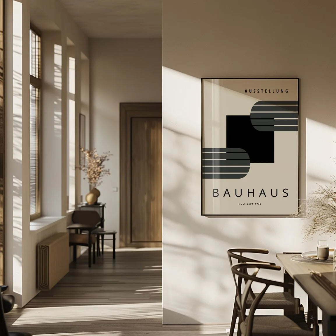 Bauhaus Lijnen Zwart Vierkant Poster