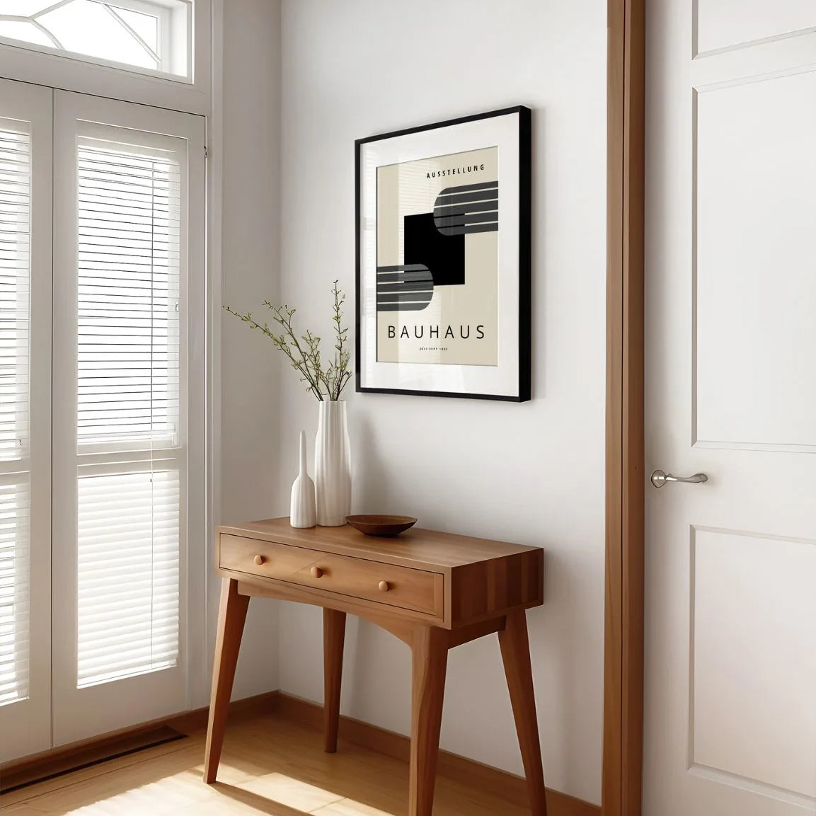 Bauhaus Lijnen Zwart Vierkant Poster