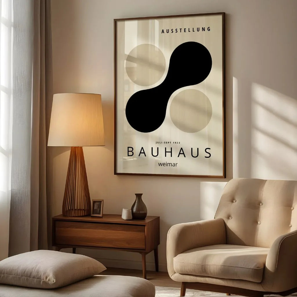Bauhaus Zwart Beige Vormen Poster