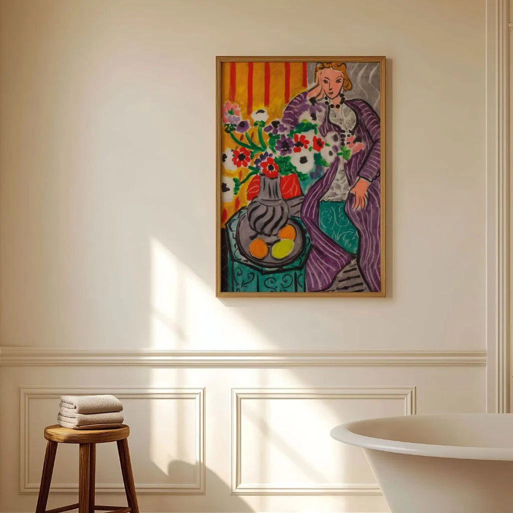 Henri Matisse Poster – Paarse kamerjas en anemonen