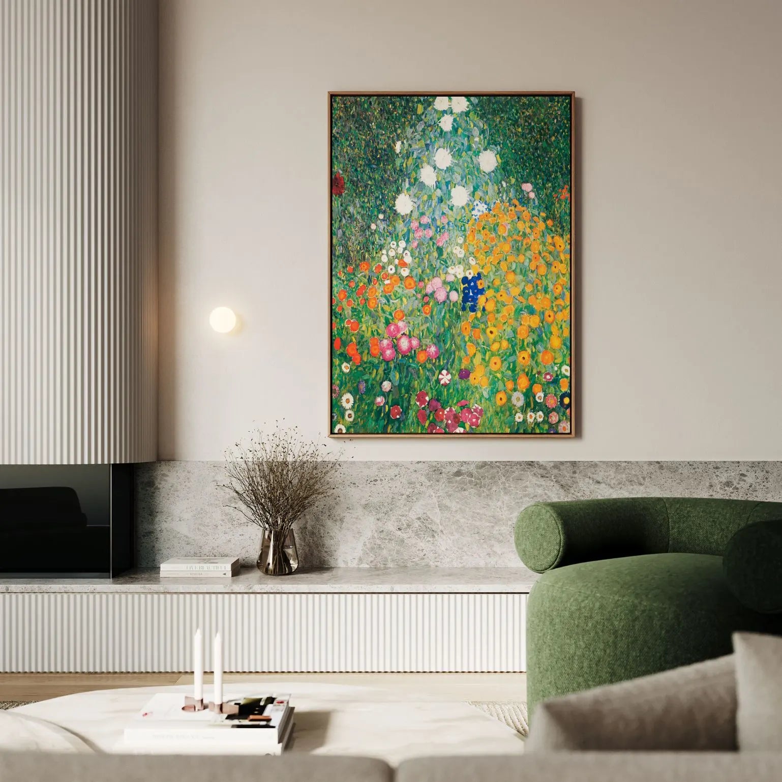 Ingelijst canvas – Bloementuin