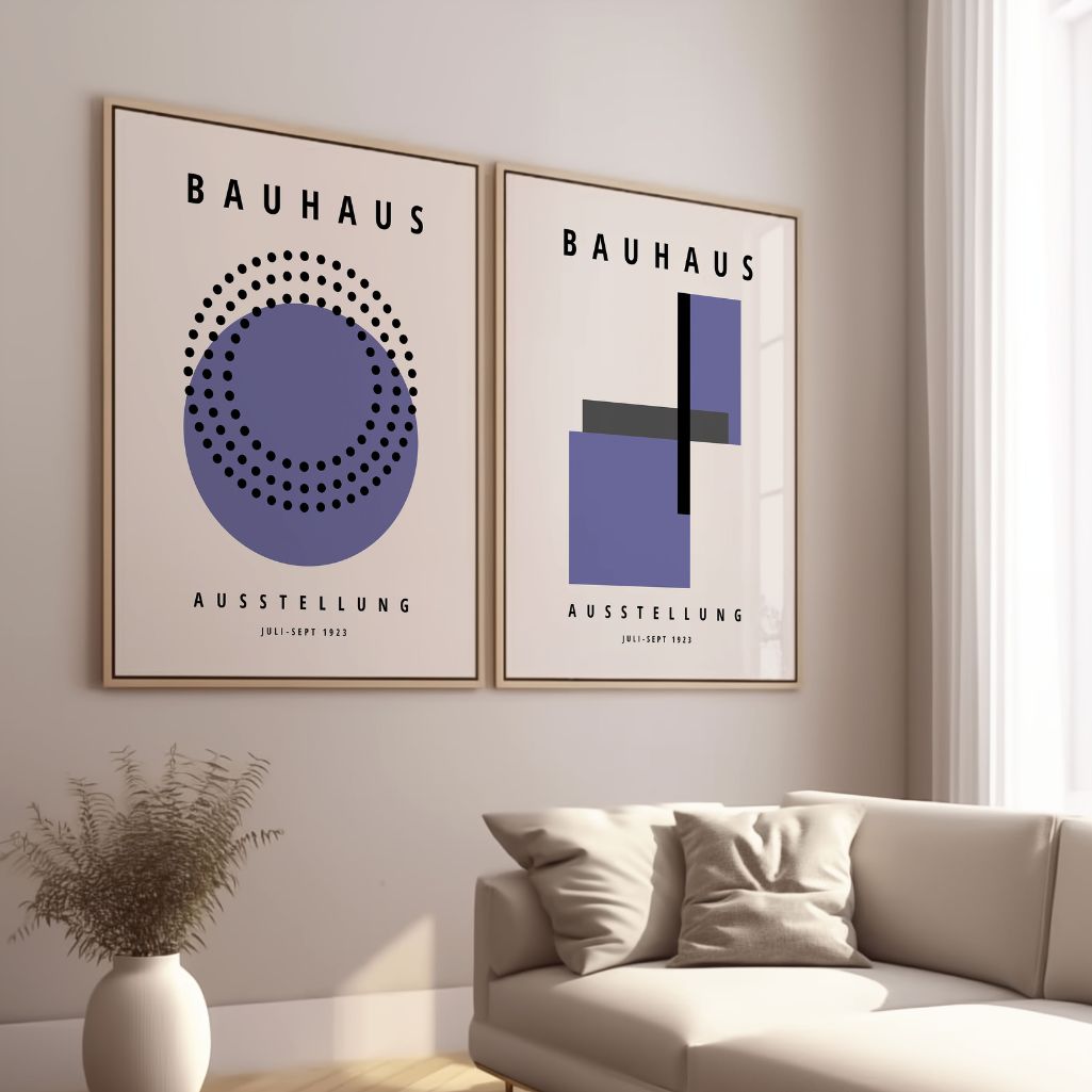 Bauhaus Paarse Vormen – Set van 2 posters