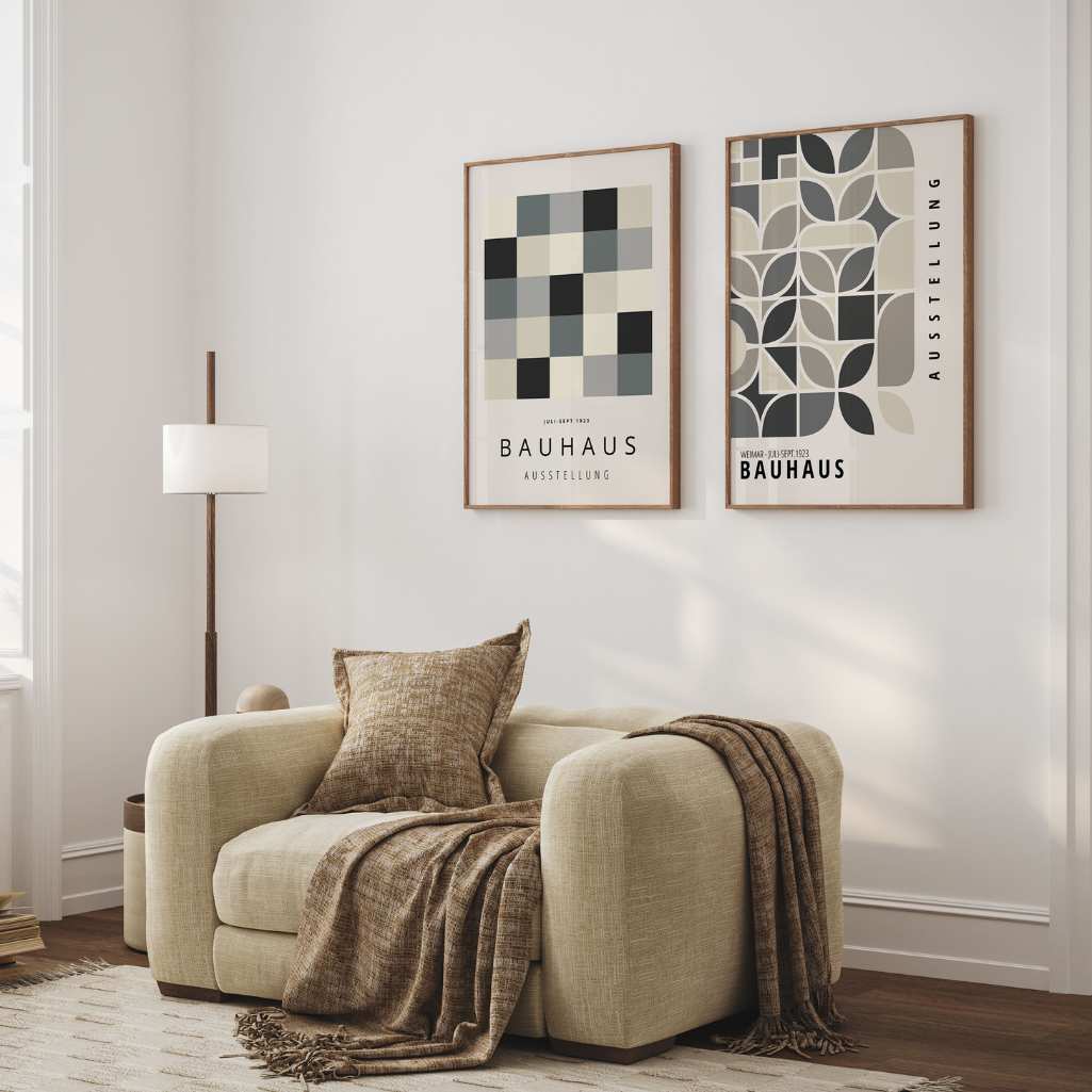 Bauhaus Grijs Beige – Set van 2 posters