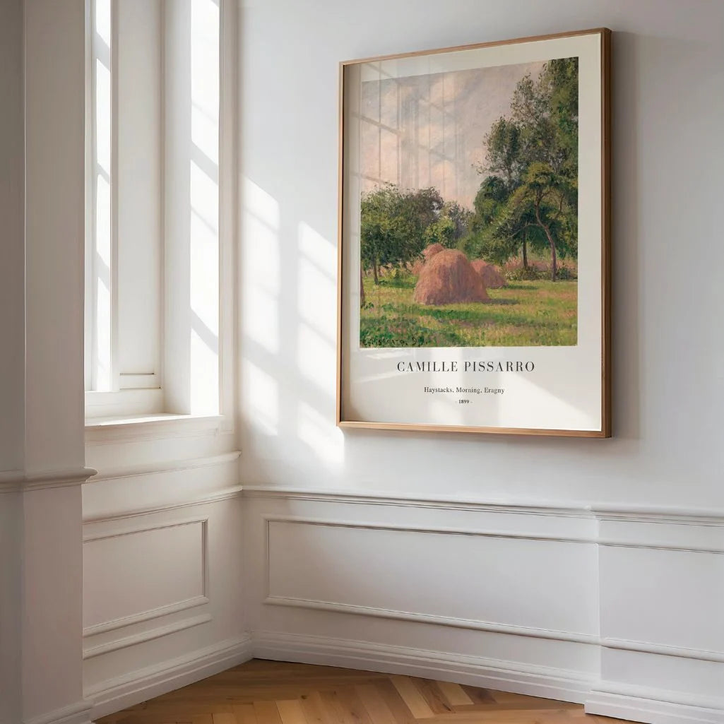 Camille Pissarro – Hooibergen, ochtend, Éragny Poster