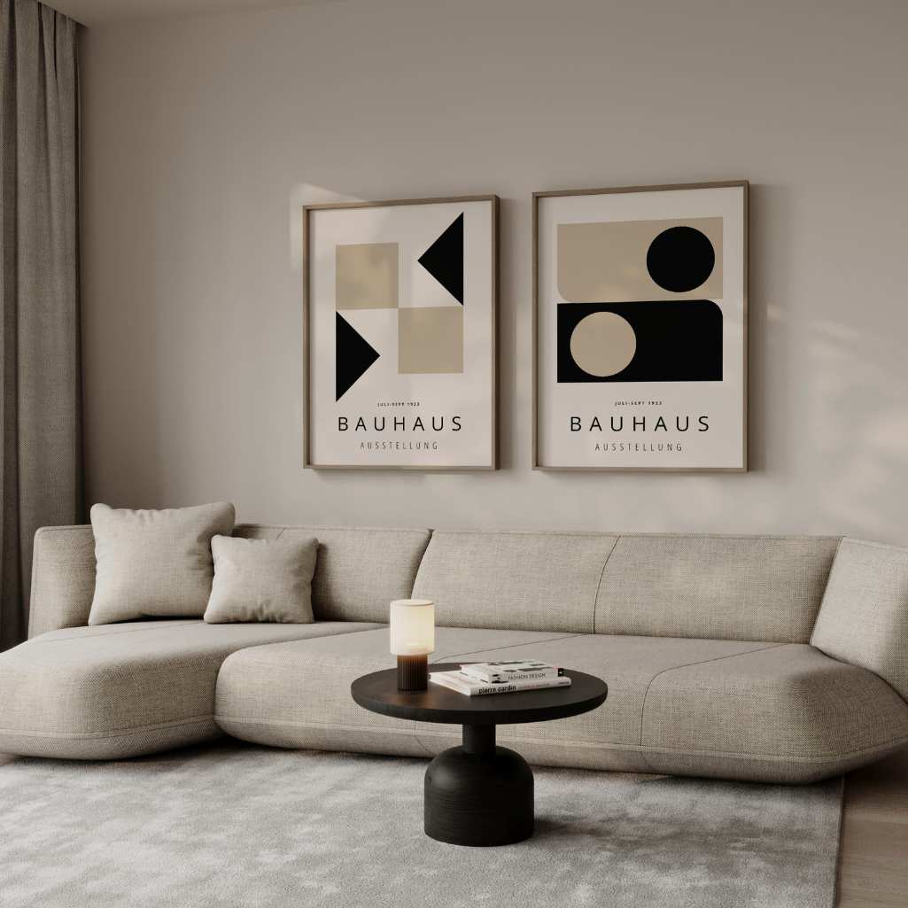 Bauhaus Beige Zwart Balans – Set van 2 posters