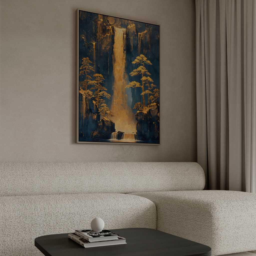 Ingelijst canvas - Gouden waterval