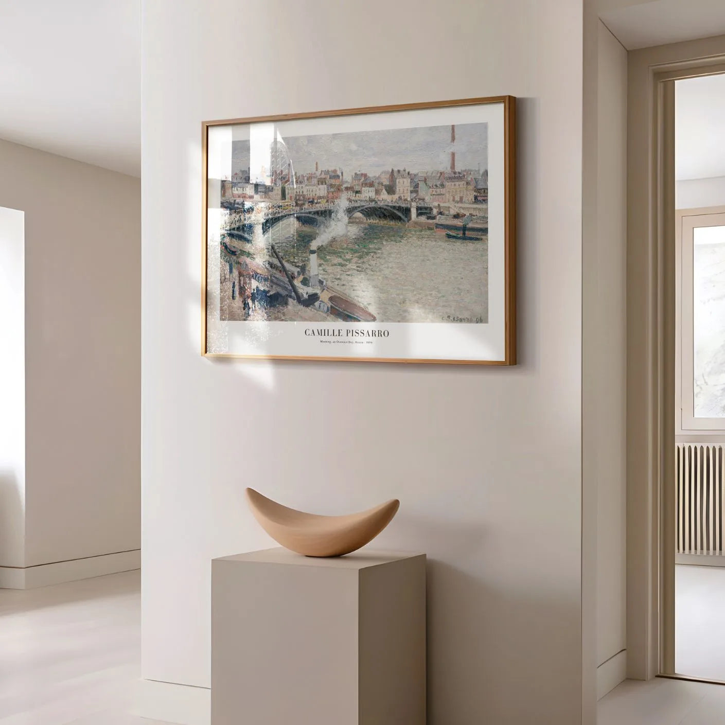 Camille Pissarro – Rouen, Seine, bewolkte ochtend Poster