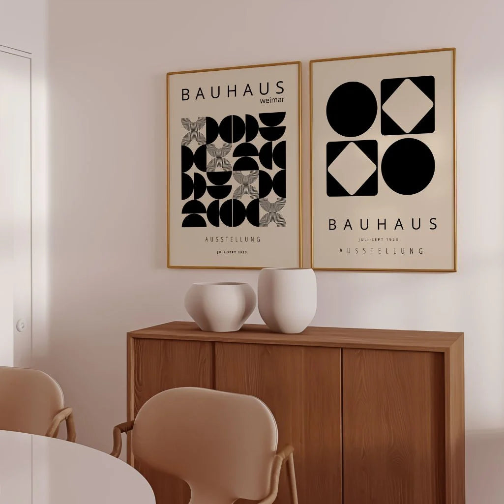 Bauhaus Geometrie – Set van 2 posters,beige