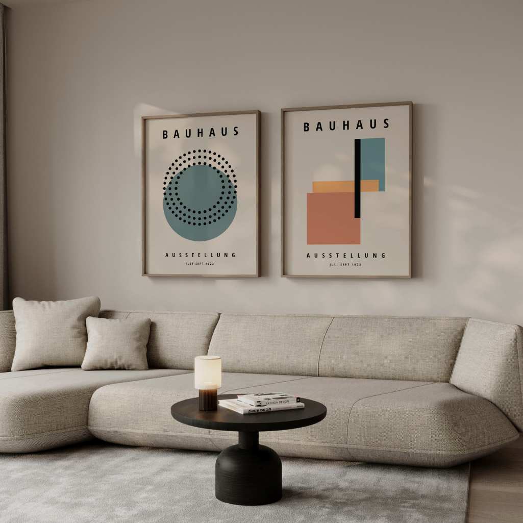 Bauhaus Groen Terracotta Balans – Set van 2 posters