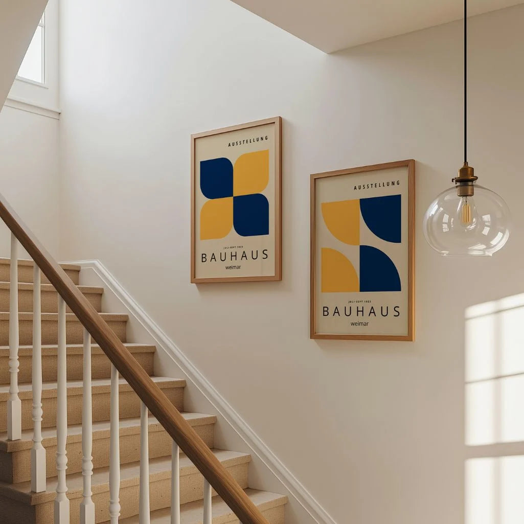 Bauhaus Navy Geel – Set van 2 posters