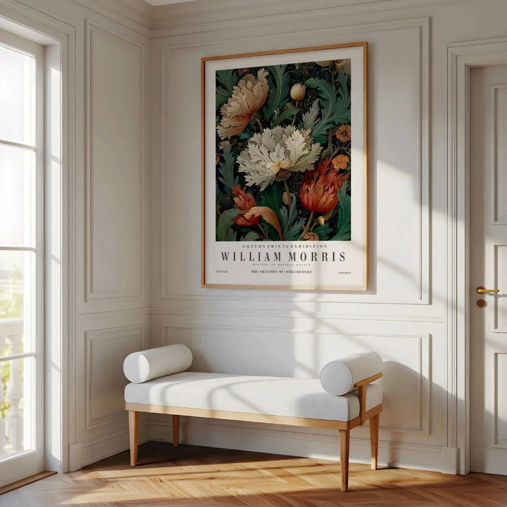 Poster – Crème en Rode Bloemen