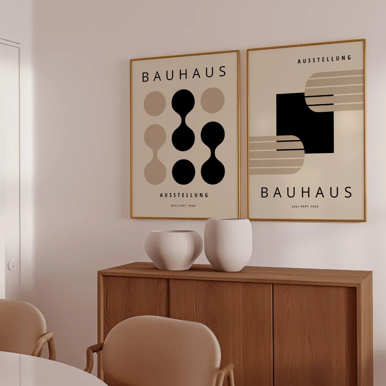 Bauhaus Geometrie Beige – Set van 2 posters
