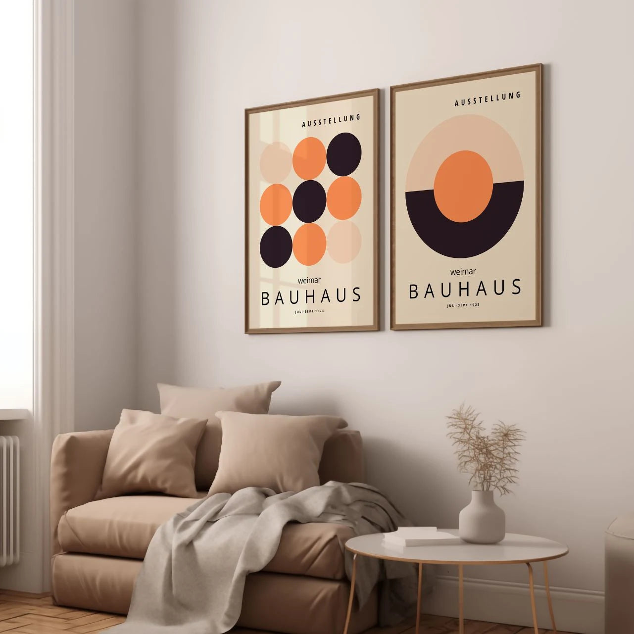Bauhaus Weimar Oranje en zwart – Set van 2 posters