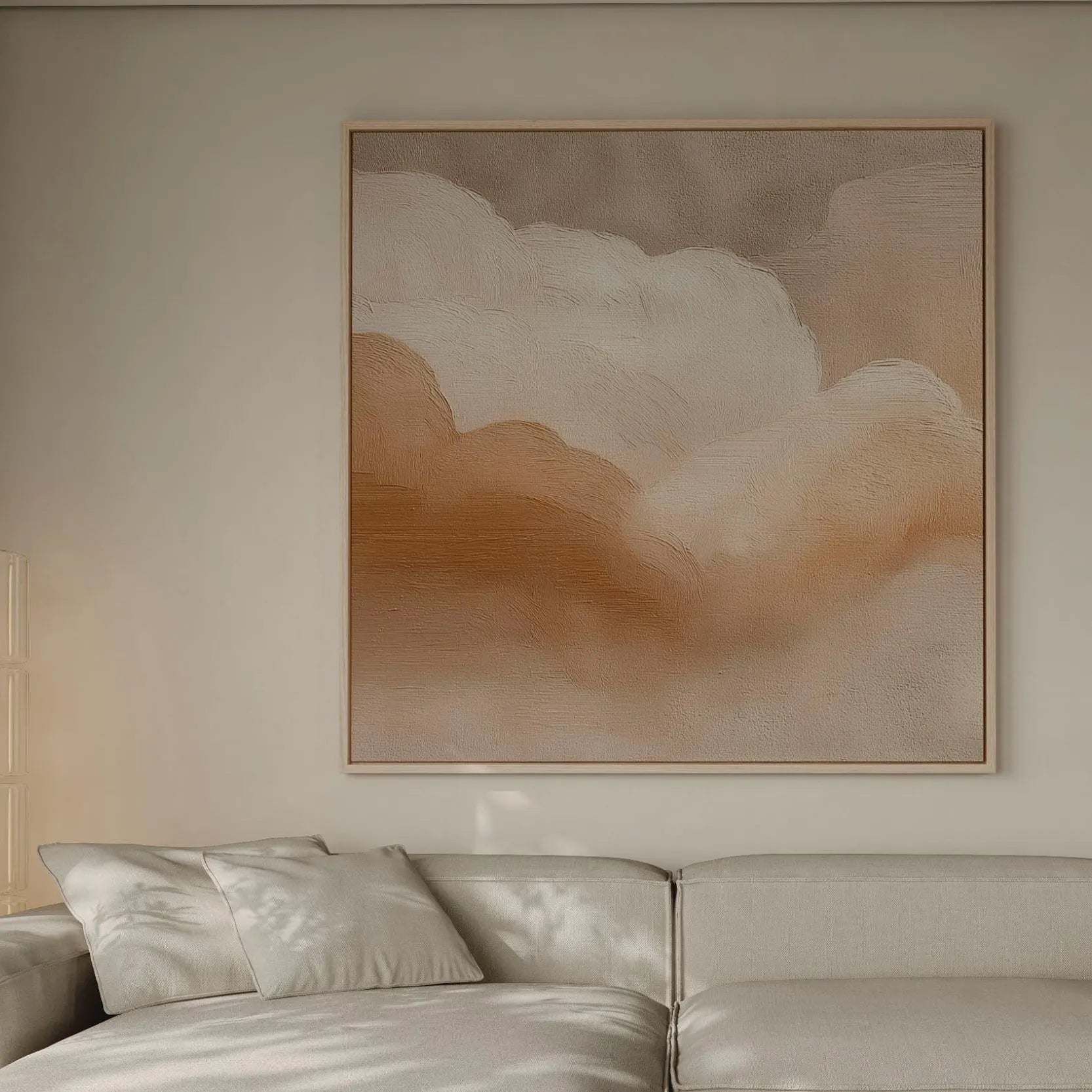 Ingelijst canvas – Beige wolken