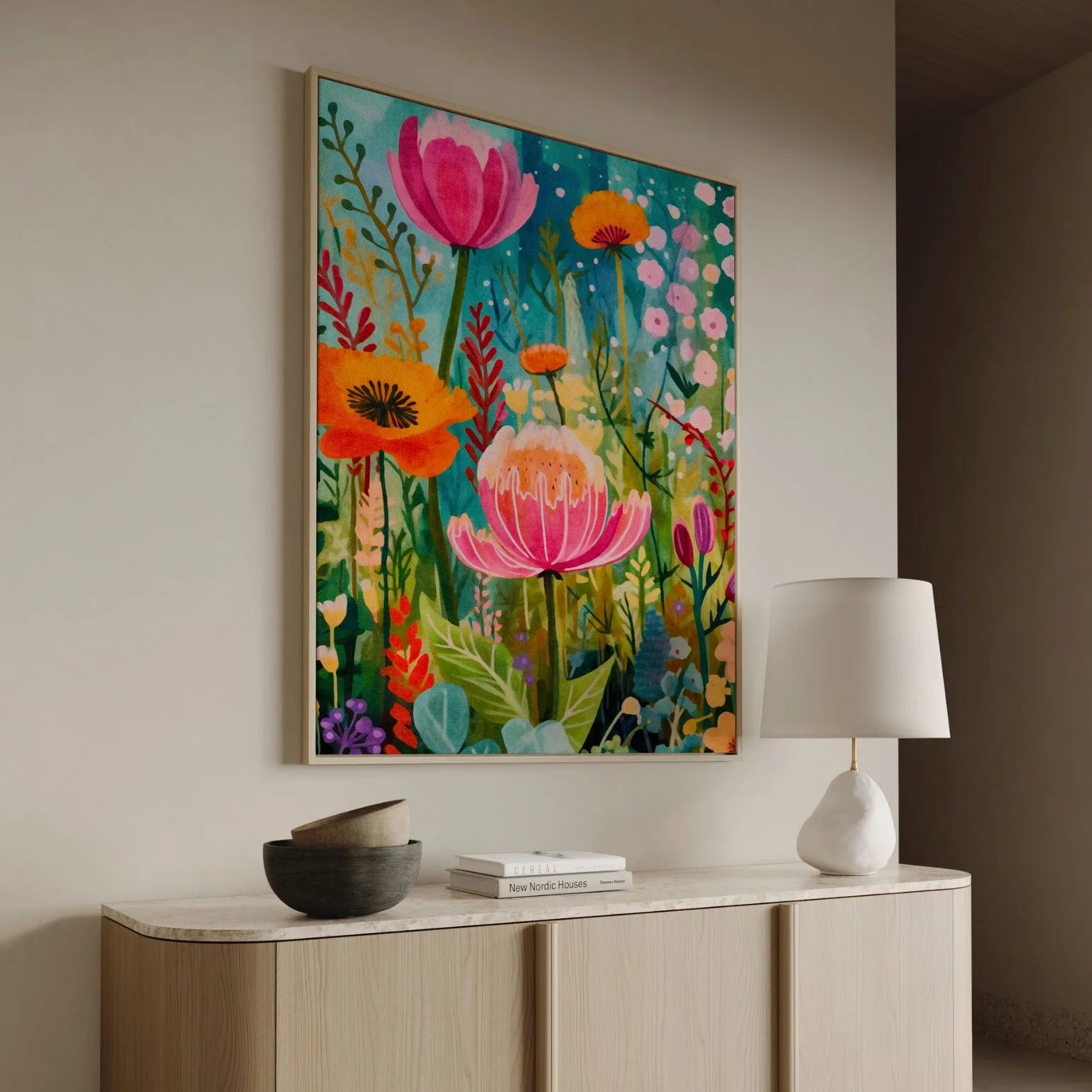 Ingelijst canvas – Florale dans