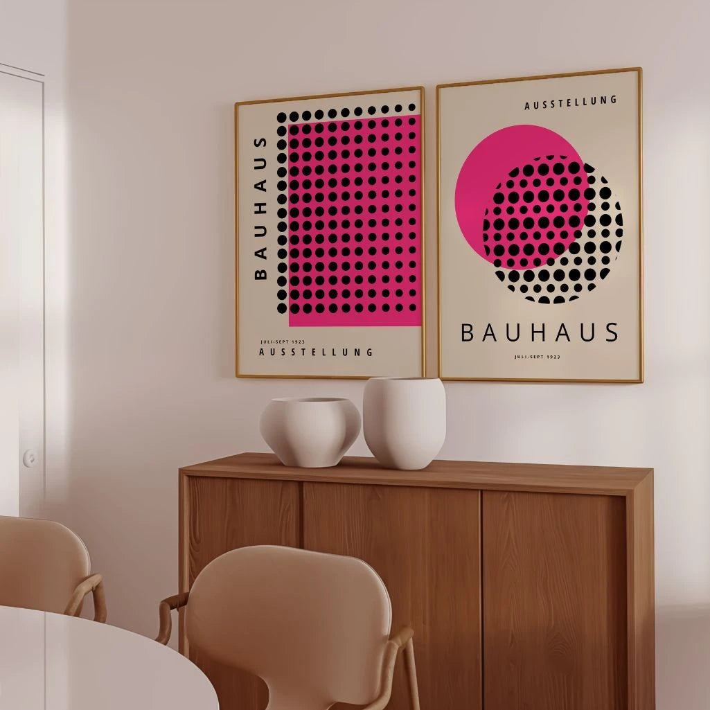 Bauhaus Roze Zwart Duo – Set van 2 posters