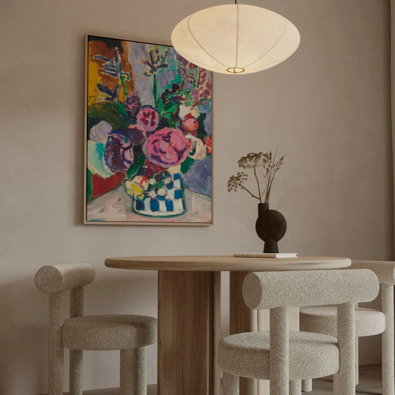 Ingelijst canvas – Pioenrozen