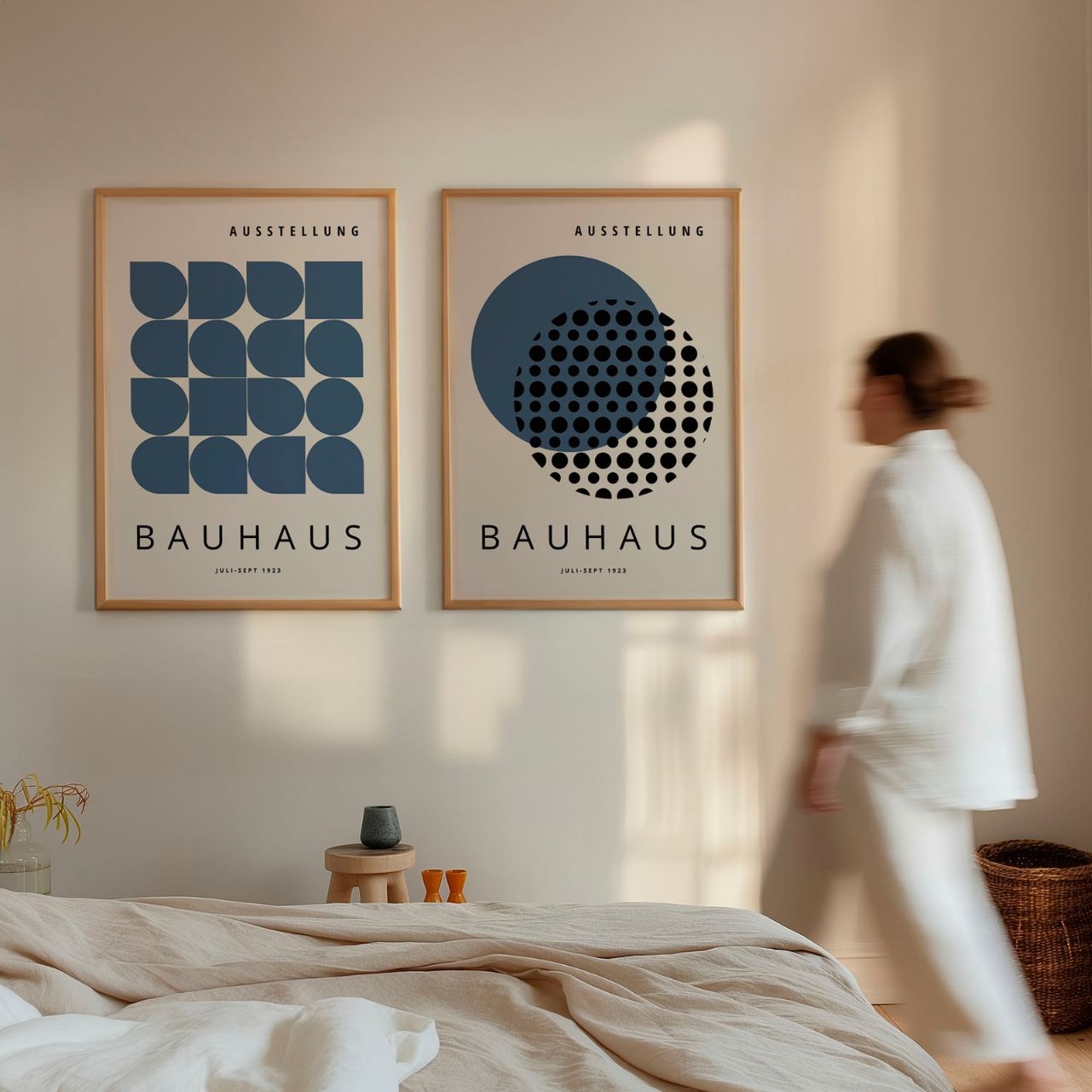 Bauhaus Minimal Marineblauw – Set van 2 posters