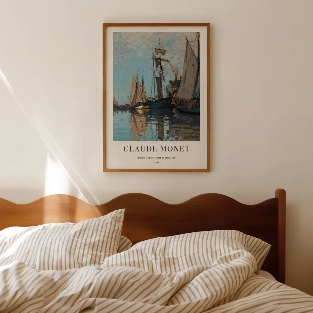 Monet Honfleur Harbor Boats Poster