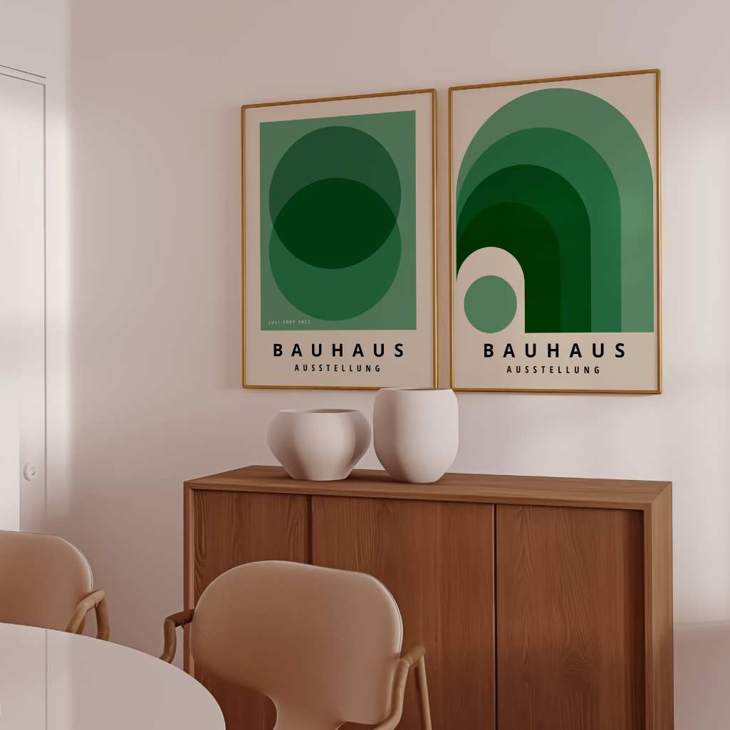 Bauhaus Groen Harmonie – Set van 2 posters