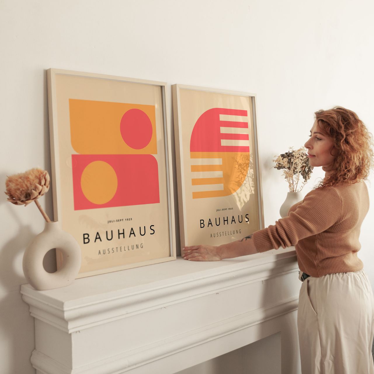 Bauhaus Roze en geel – Set van 2 posters
