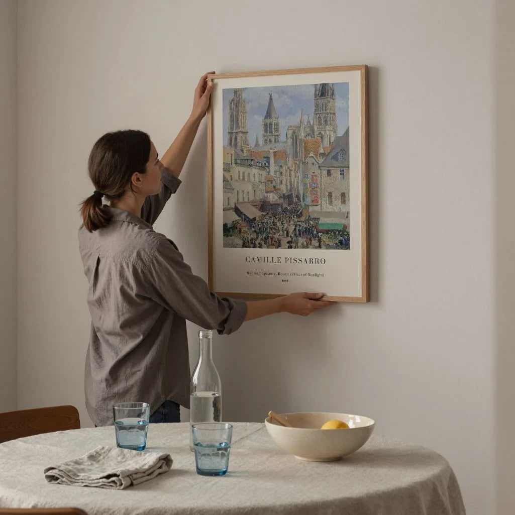 Camille Pissarro Poster – Straat van de Épicerie in Rouen