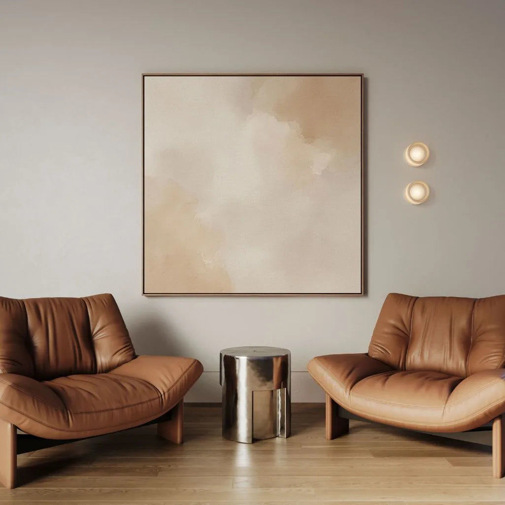 Ingelijst canvas – Beige abstract