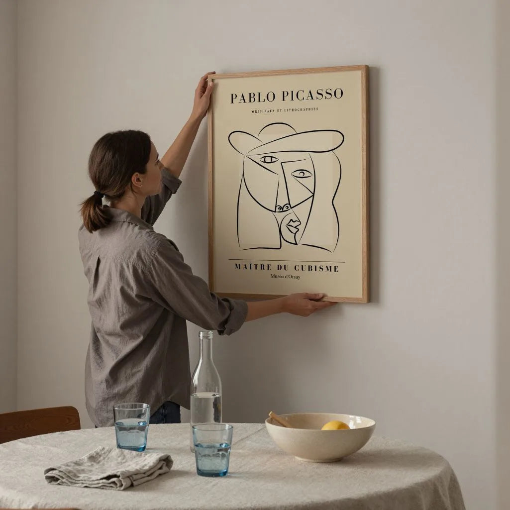 Door Pablo Picasso geïnspireerde poster – Vrouw met hoed
