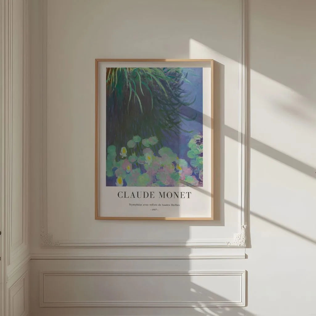 Claude Monet – Waterlelies met reflecties van hoog gras Poster