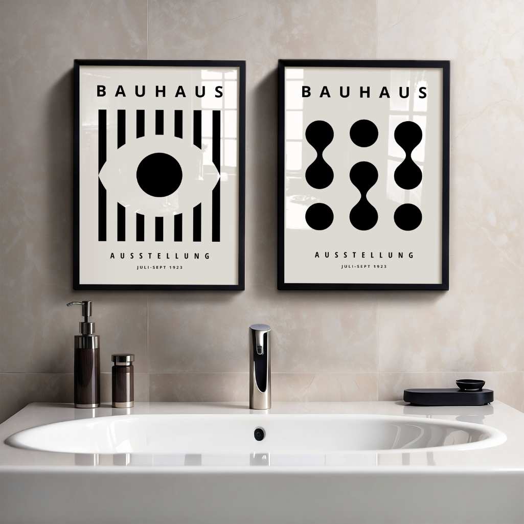 Bauhaus Zwart Beige Contrast – Set van 2 posters