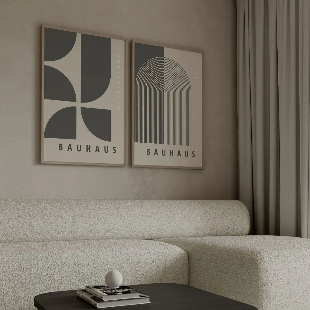 Bauhaus Grafiet Geometrie – Set Van 2 Posters