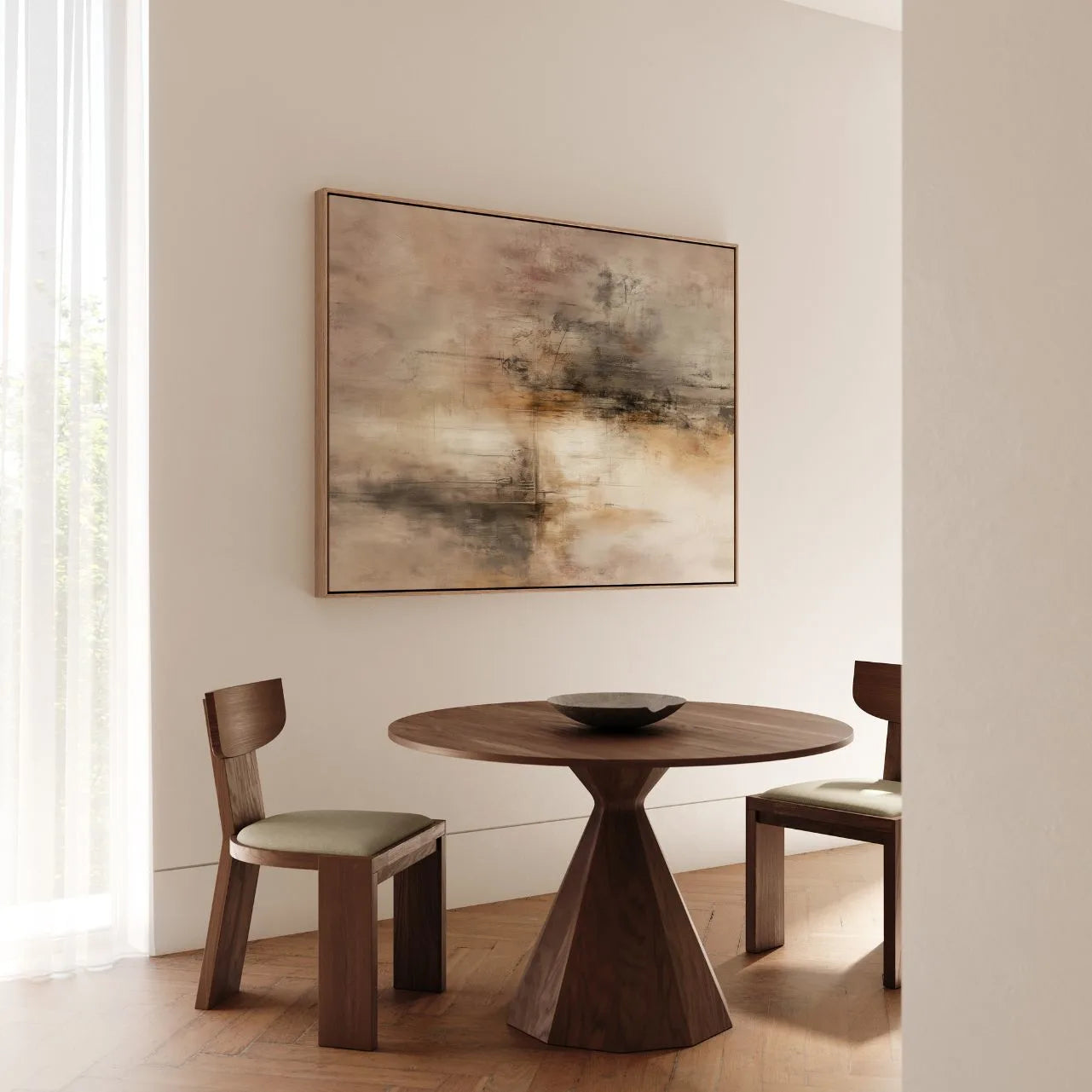 Ingelijst canvas Beige Materie