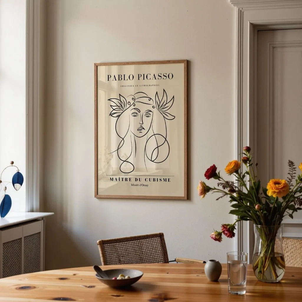 Door Pablo Picasso geïnspireerde poster – Lijngodin