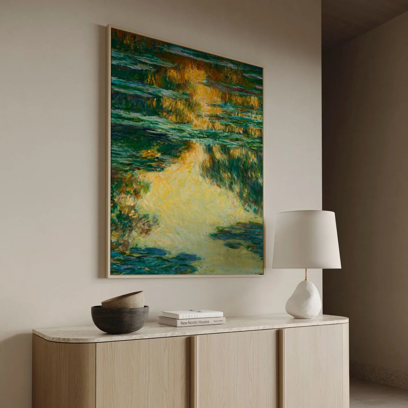 Ingelijst canvas - Waterlelies reflecties