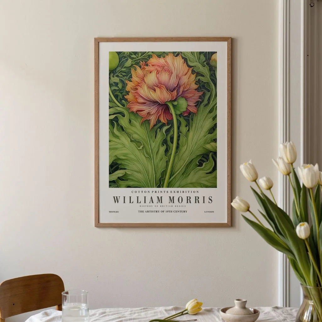 Poster – Groen-Oranje Bloemmotief