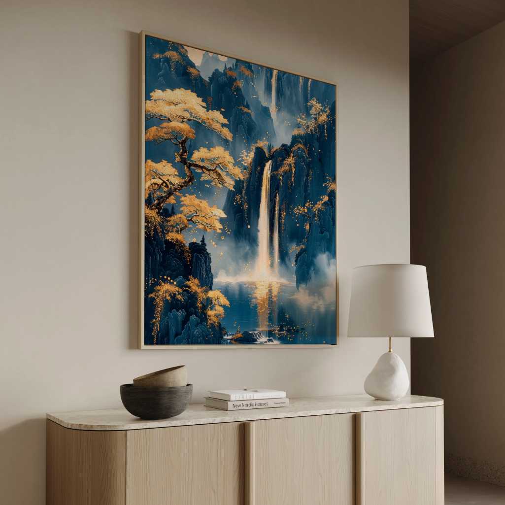 Ingelijst canvas - Gouden watervallen