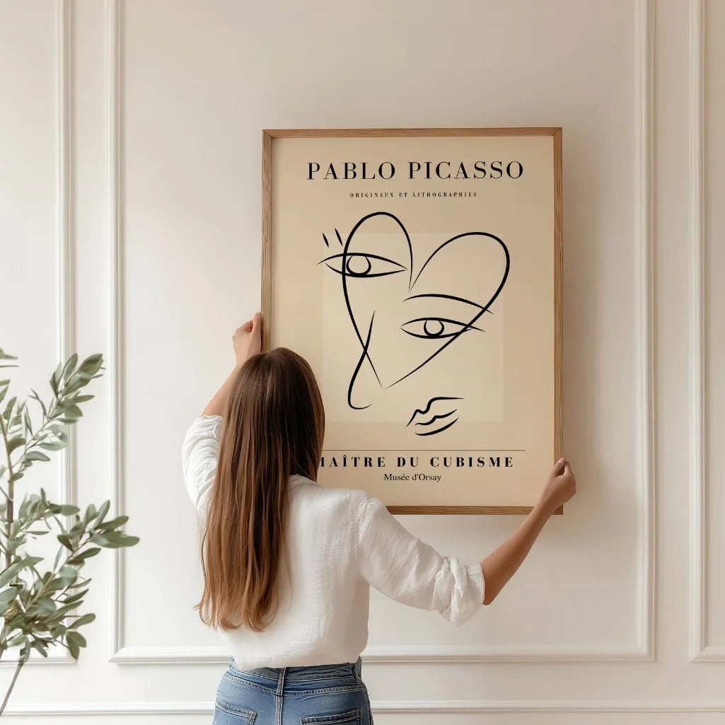 Picasso-Inspired Face Lines Poster