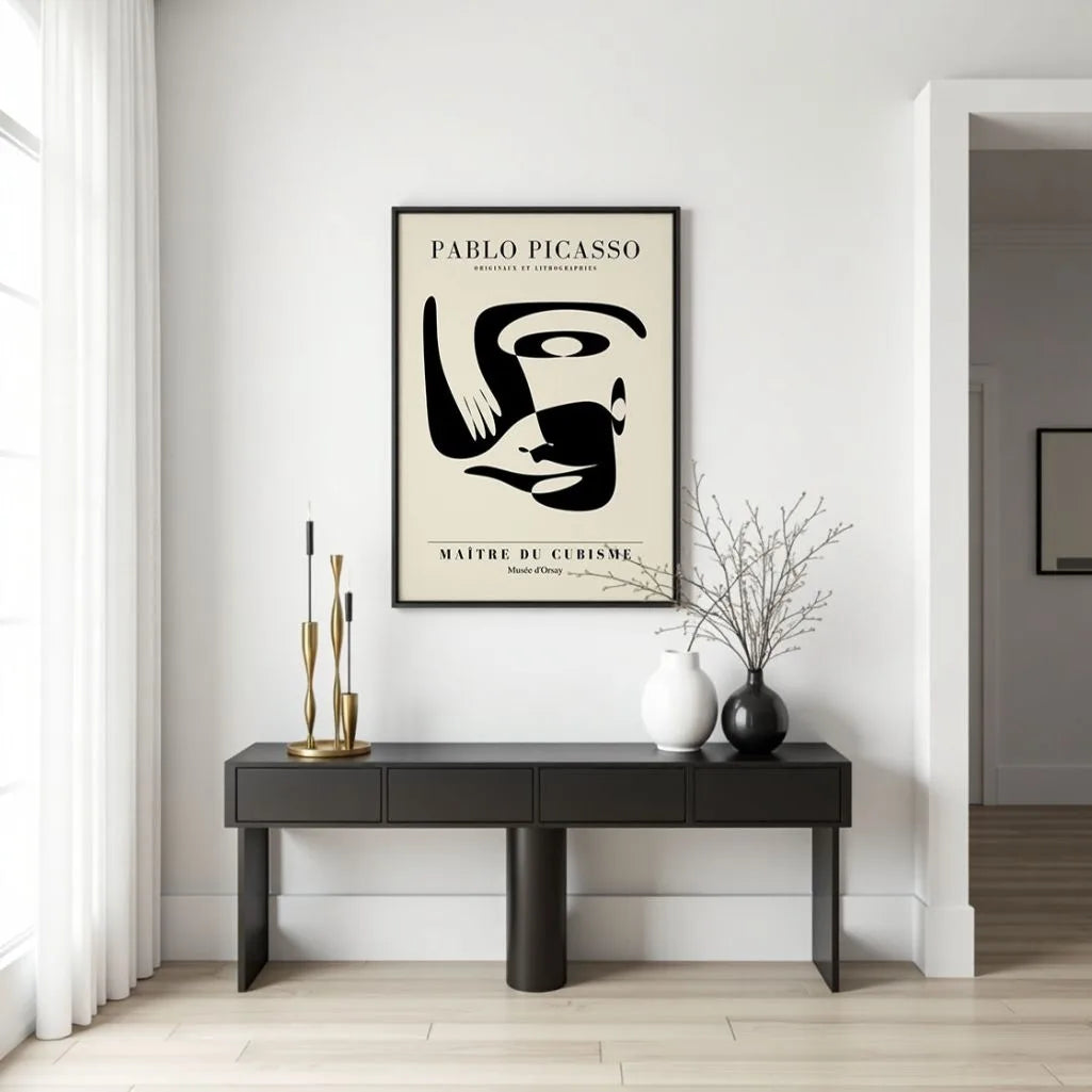 Picasso-Inspired Geometric Abstract Face Poster