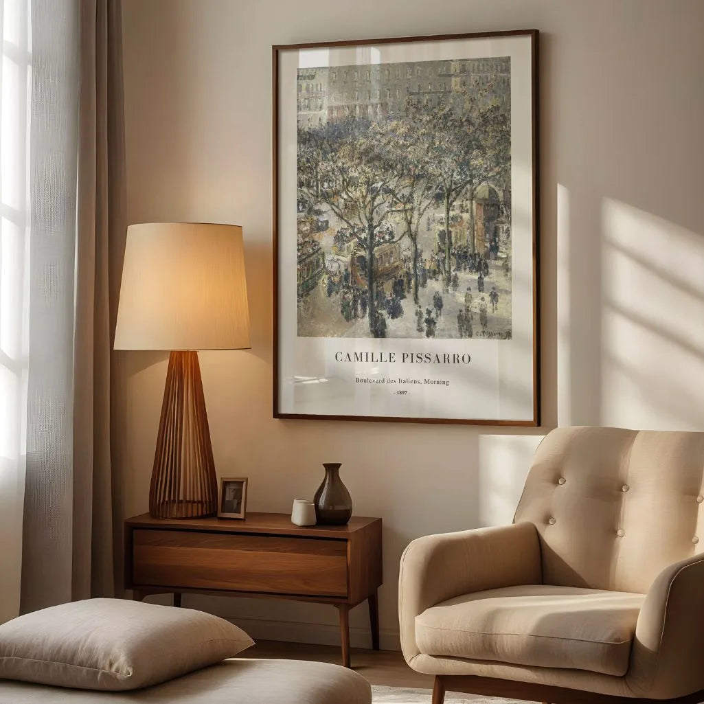 Camille Pissarro – Boulevard des Italiens, ochtend Poster