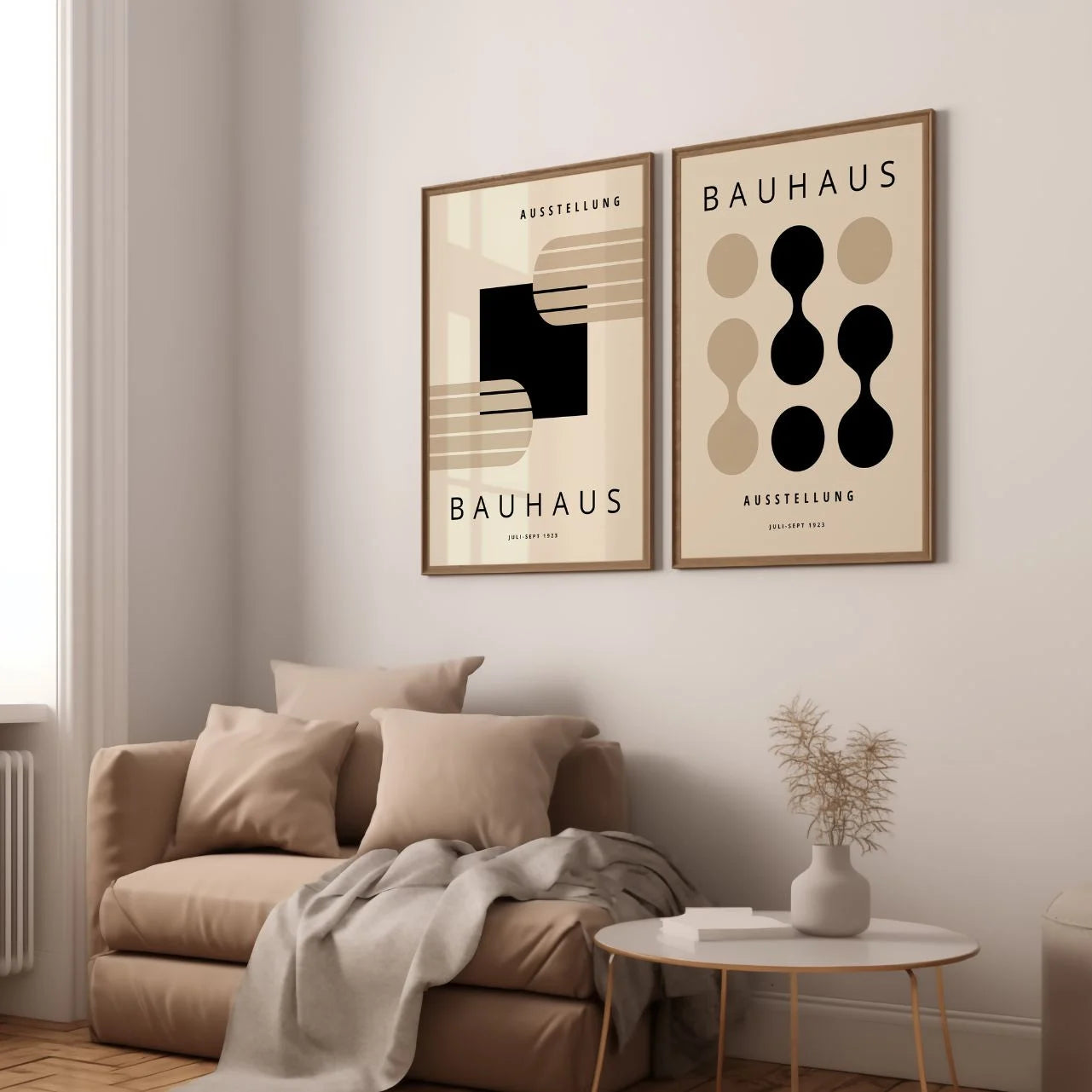 Bauhaus Geometrie Beige – Set van 2 posters