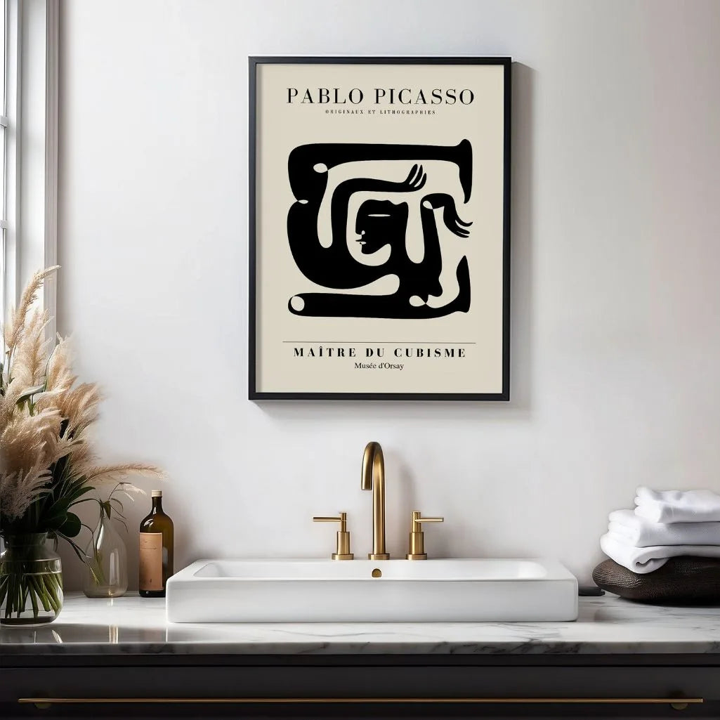 Picasso-Inspired Figure in Motion Poster