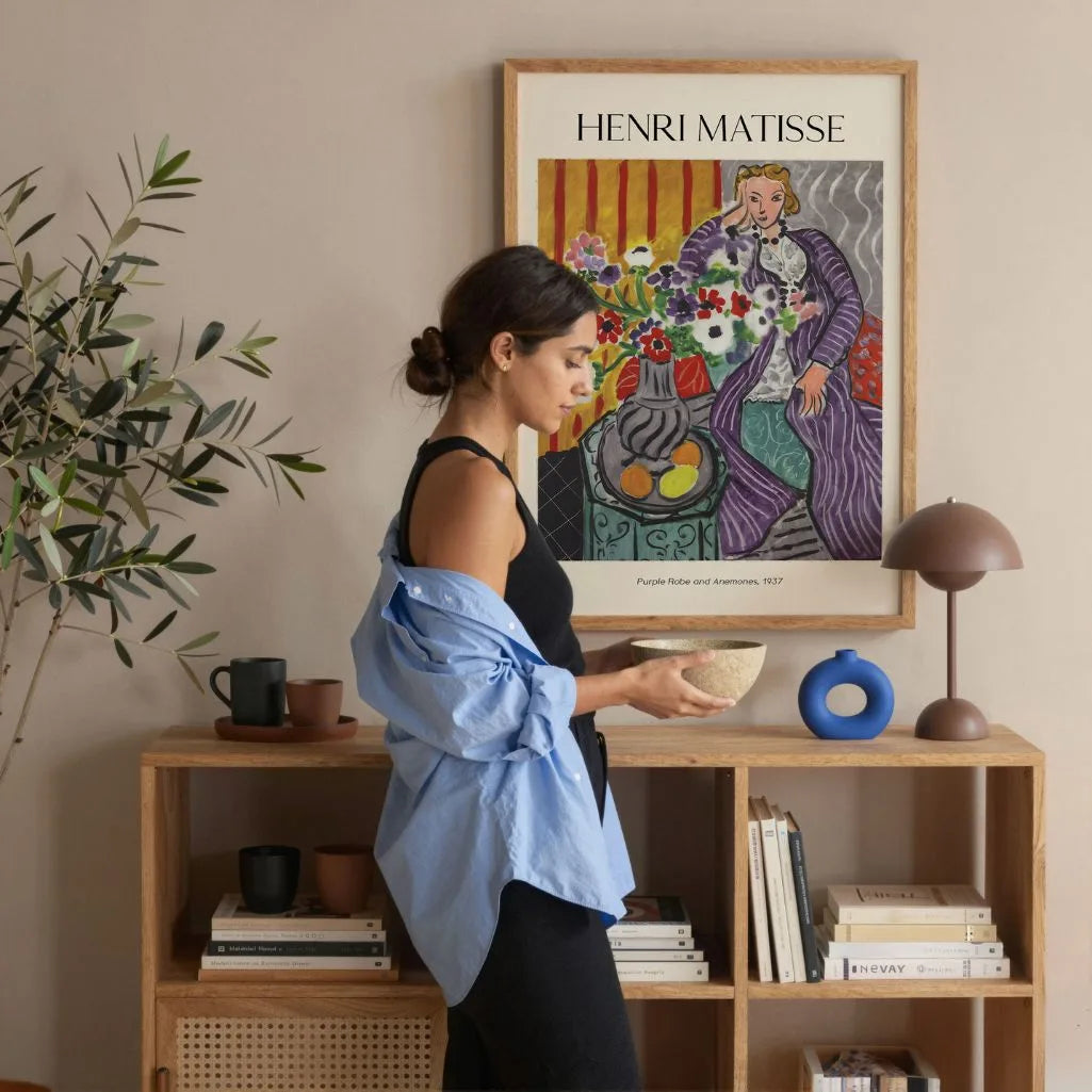 Henri Matisse Poster – Paarse kamerjas en anemonen