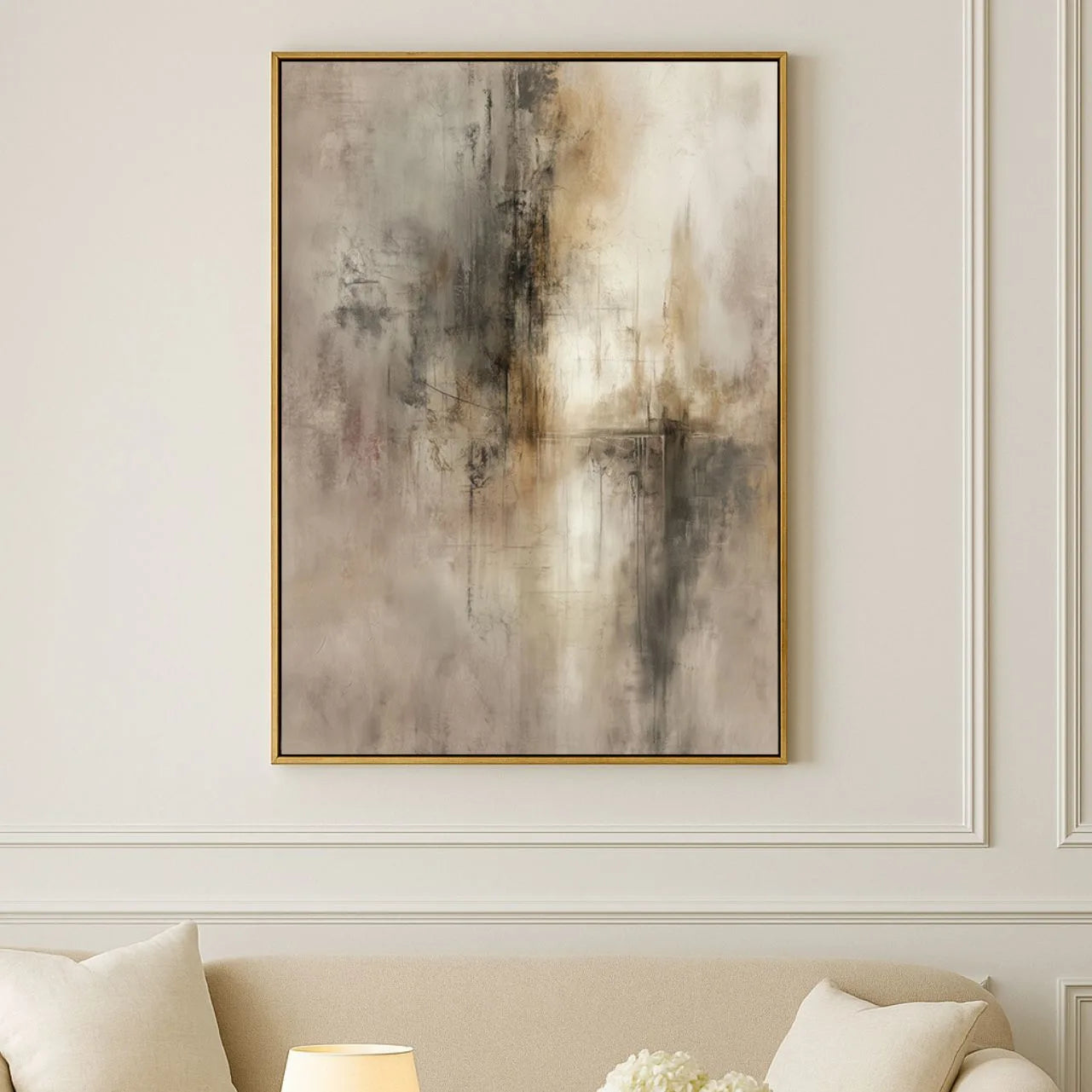 Ingelijst canvas Beige Materie