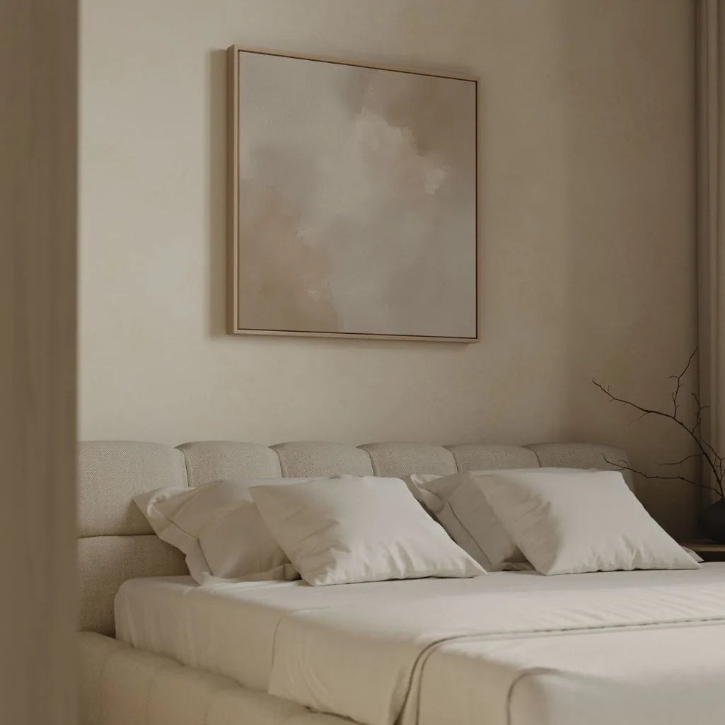 Ingelijst canvas – Beige abstract